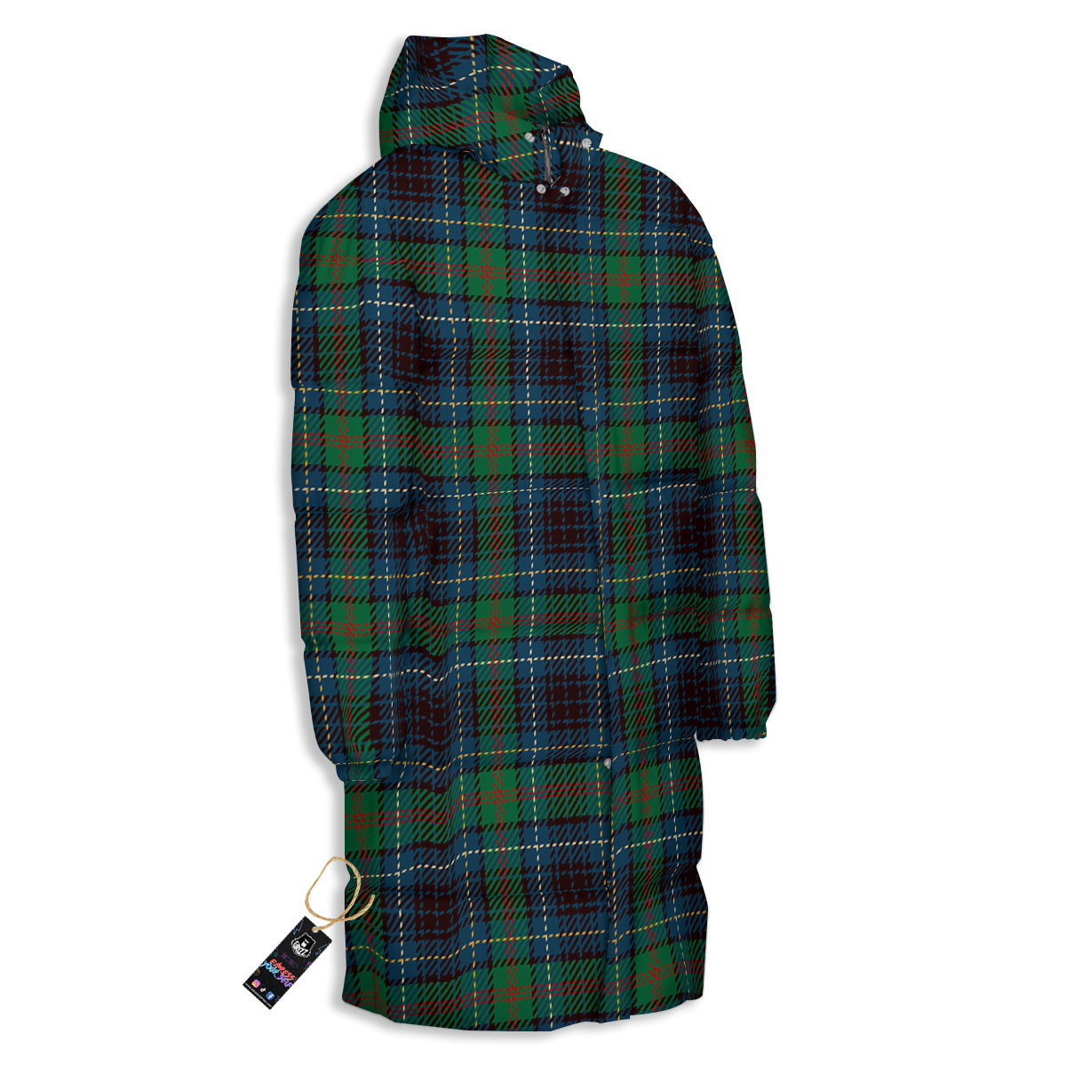 Tartan Irish Print Pattern Long Down Jacket-grizzshop