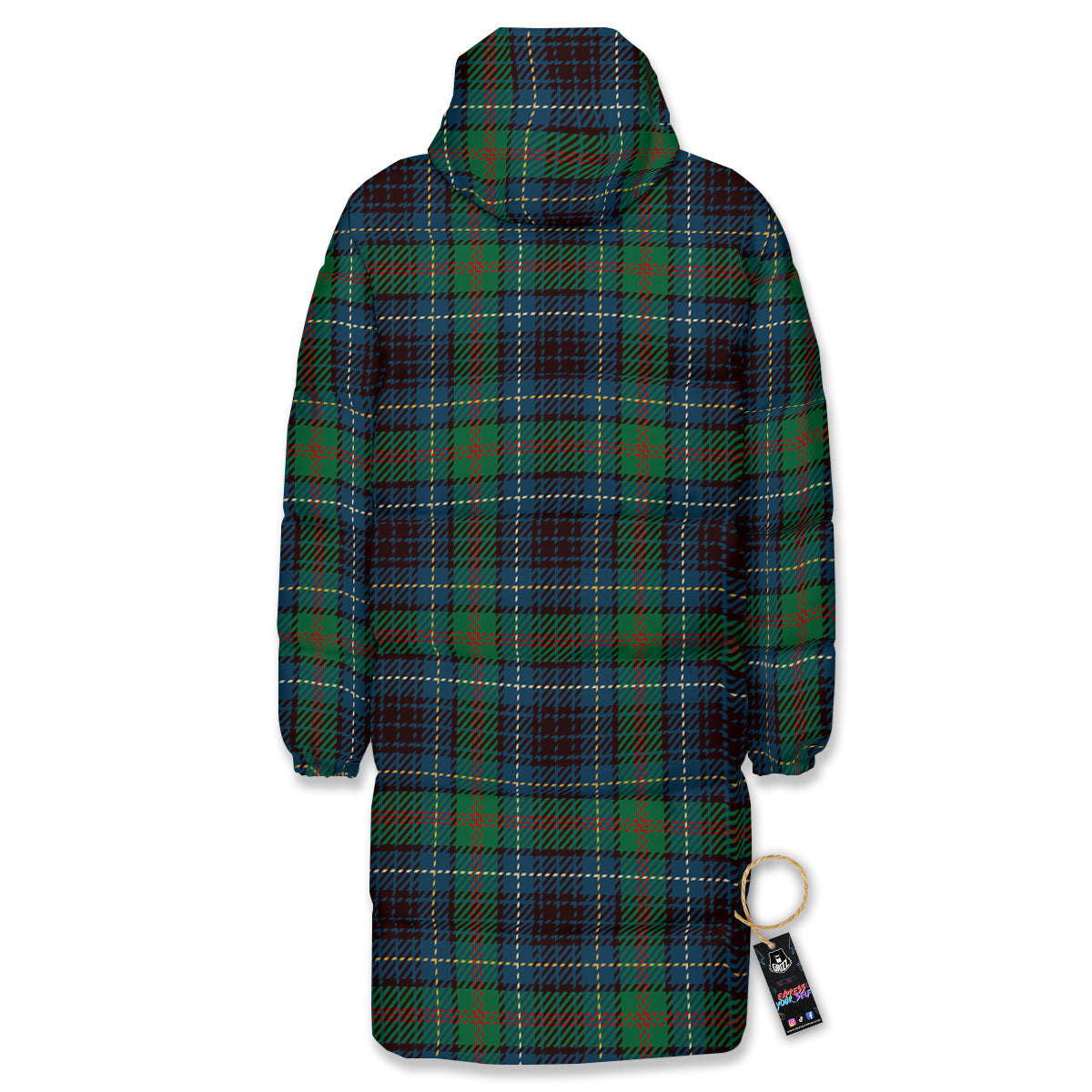 Tartan Irish Print Pattern Long Down Jacket-grizzshop