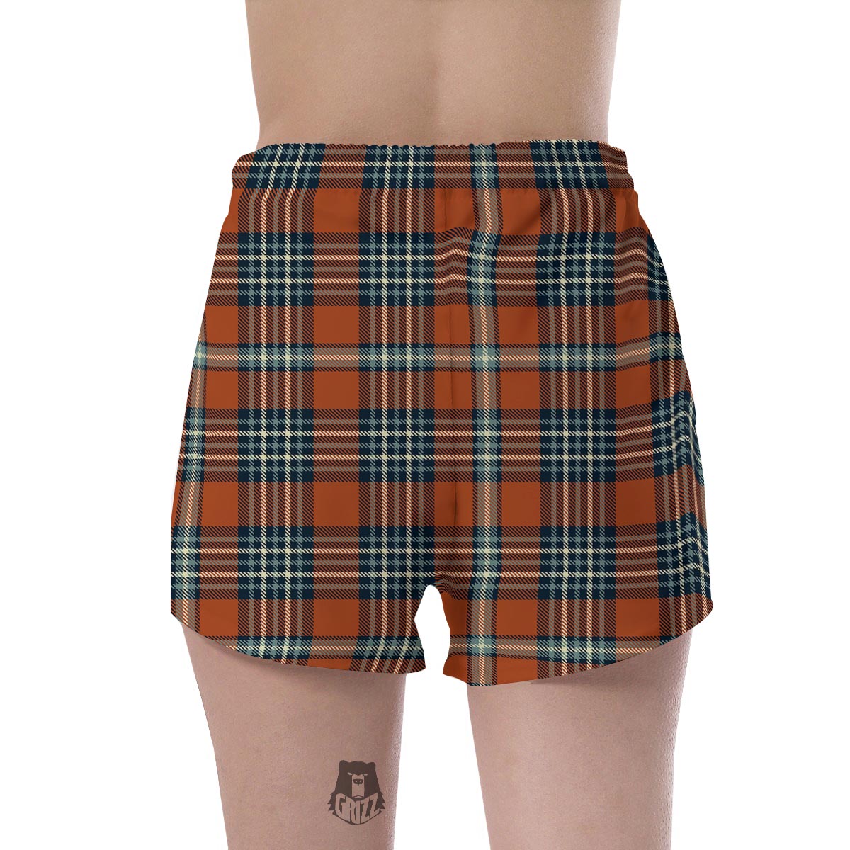 Tartan Orange Plaid Women's Shorts-grizzshop