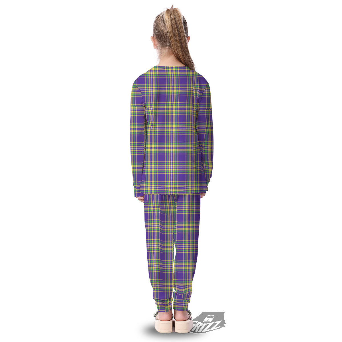 Tartan Plaid Mardi Gras Print Pattern Kid's Pajamas-grizzshop