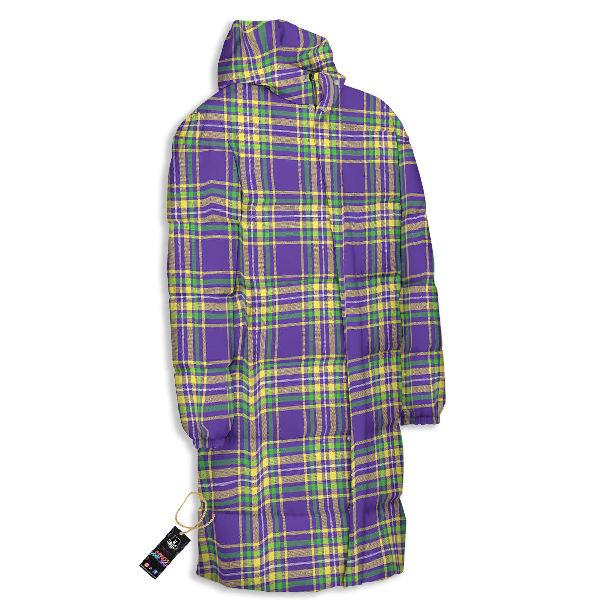 Tartan Plaid Mardi Gras Print Pattern Long Down Jacket-grizzshop