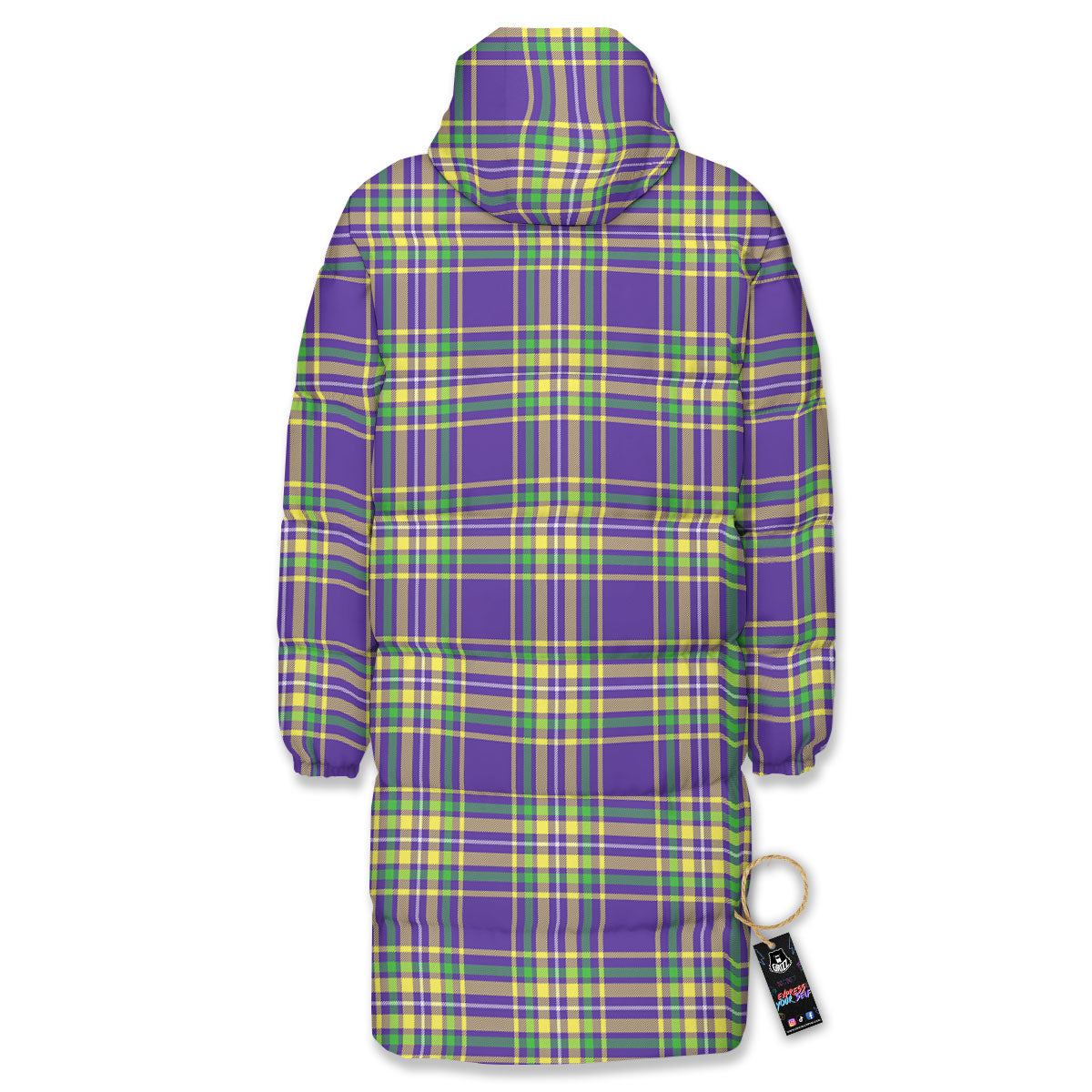 Tartan Plaid Mardi Gras Print Pattern Long Down Jacket-grizzshop