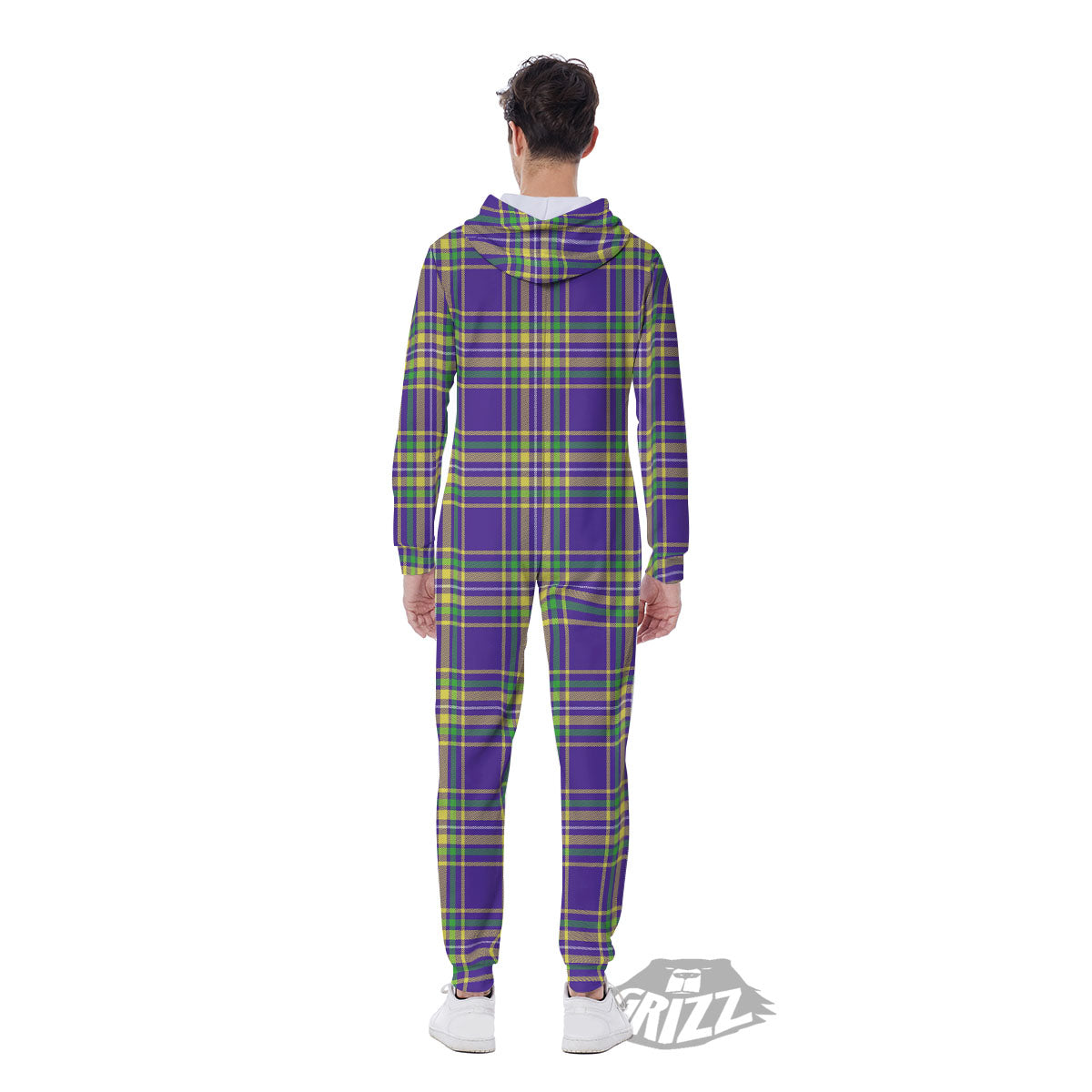 Tartan Plaid Mardi Gras Print Pattern Men's Jumpsuit-grizzshop
