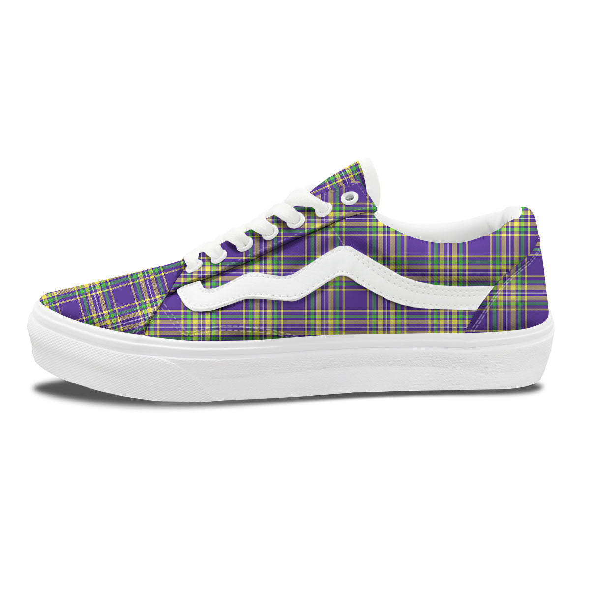 Tartan Plaid Mardi Gras Print Pattern Skate Shoes-grizzshop