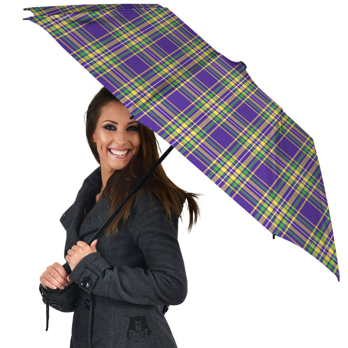 Tartan Plaid Mardi Gras Print Pattern Umbrella-grizzshop