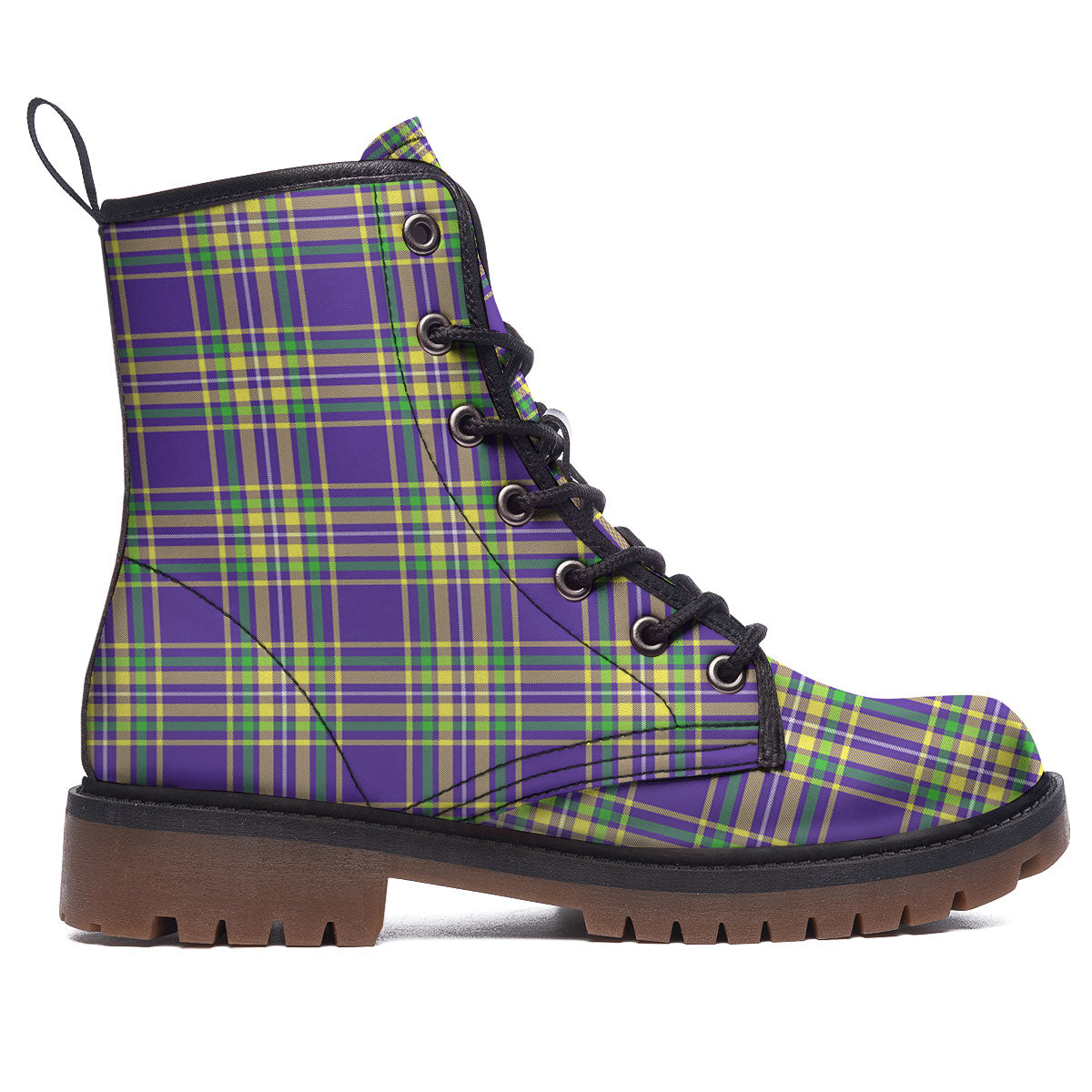 Tartan Plaid Mardi Gras Print Pattern Work Boots-grizzshop