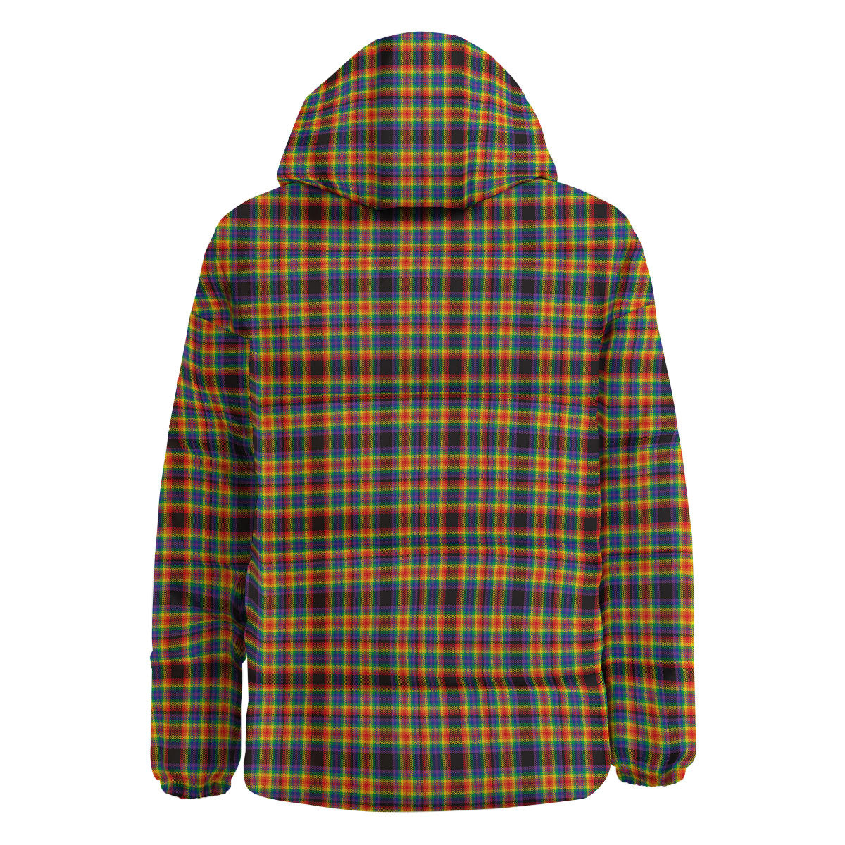 Tartan Rainbow Print Pattern Down Jacket-grizzshop