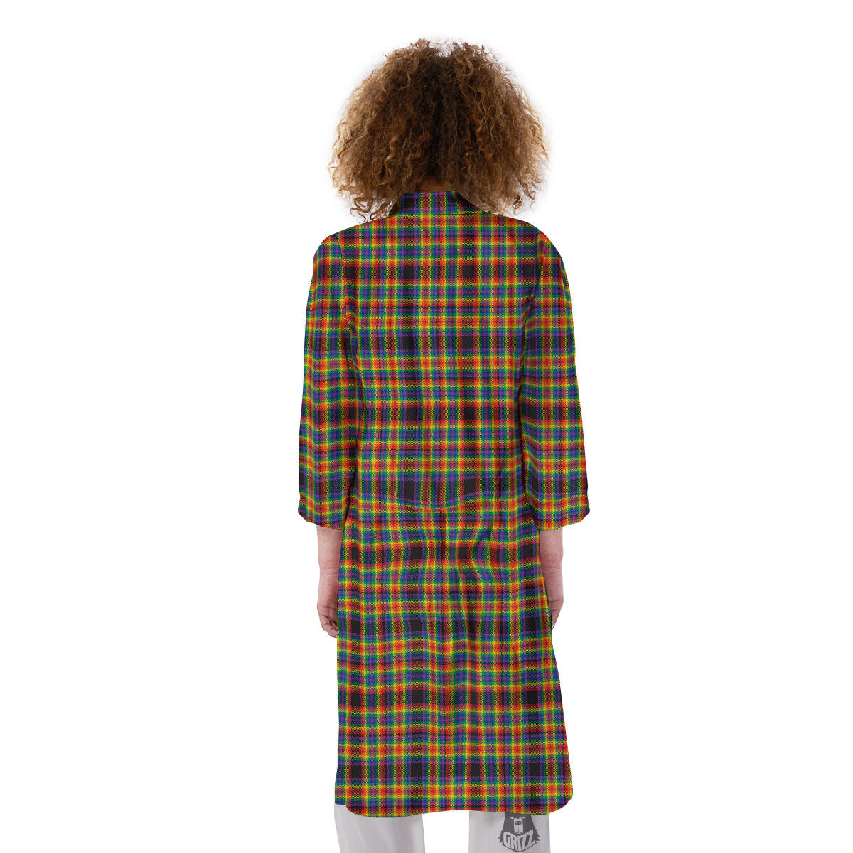 Tartan Rainbow Print Pattern Kimono-grizzshop