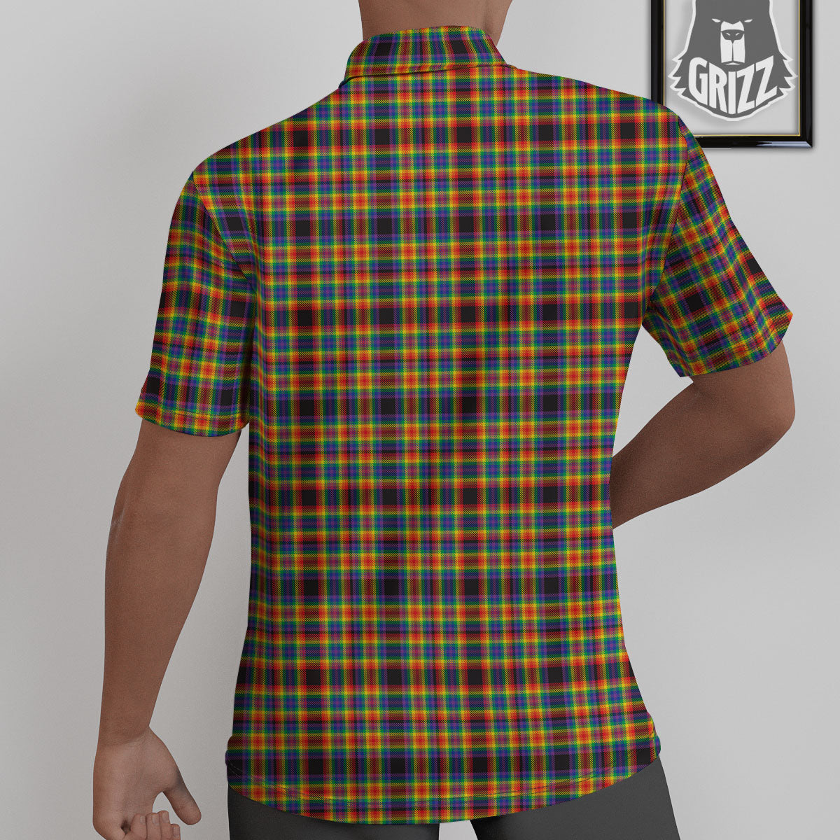 Tartan Rainbow Print Pattern Untucked Shirts-grizzshop
