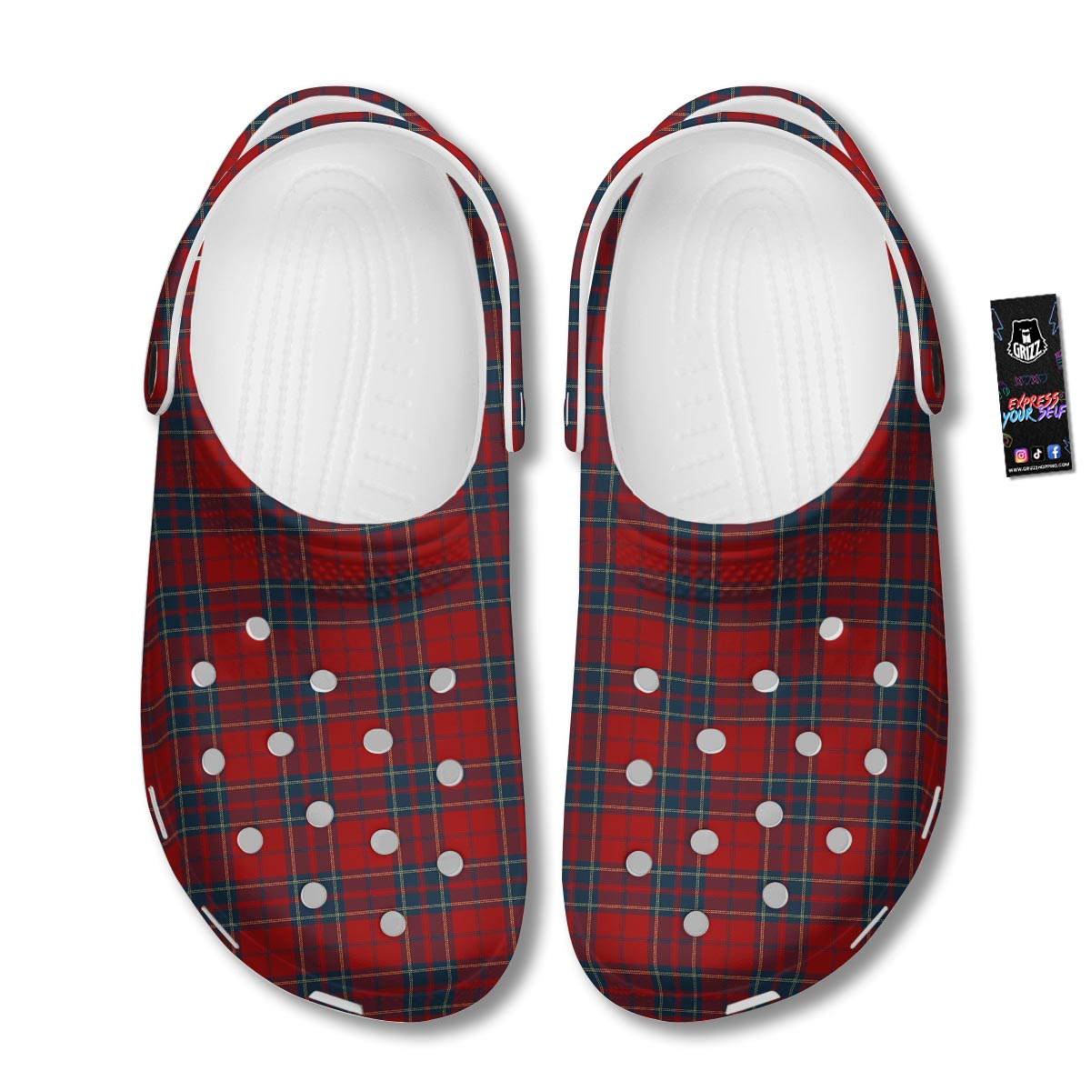Tartan Scottish Red Print Pattern Clog-grizzshop