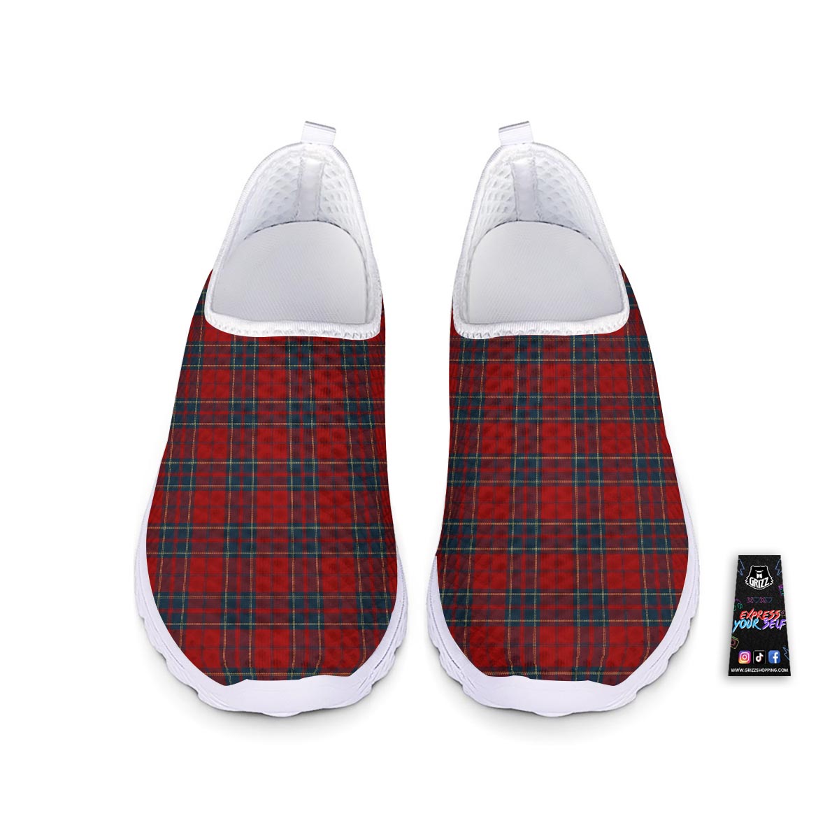 Tartan Scottish Red Print Pattern Nurse Shoes-grizzshop