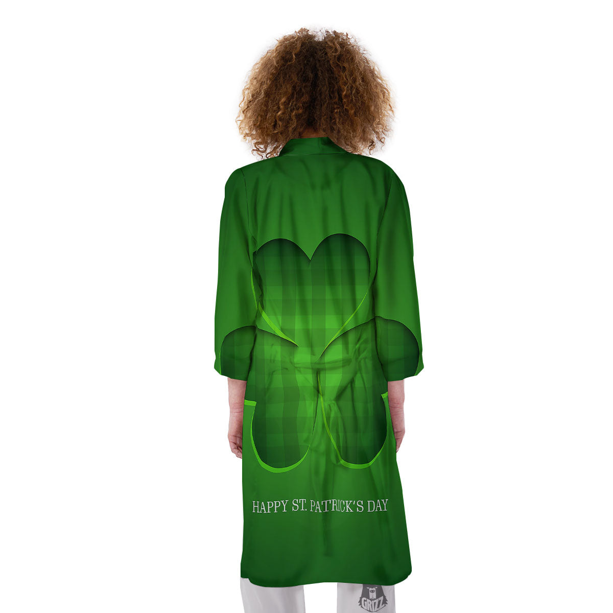Tartan Shamrock Green Print Kimono-grizzshop