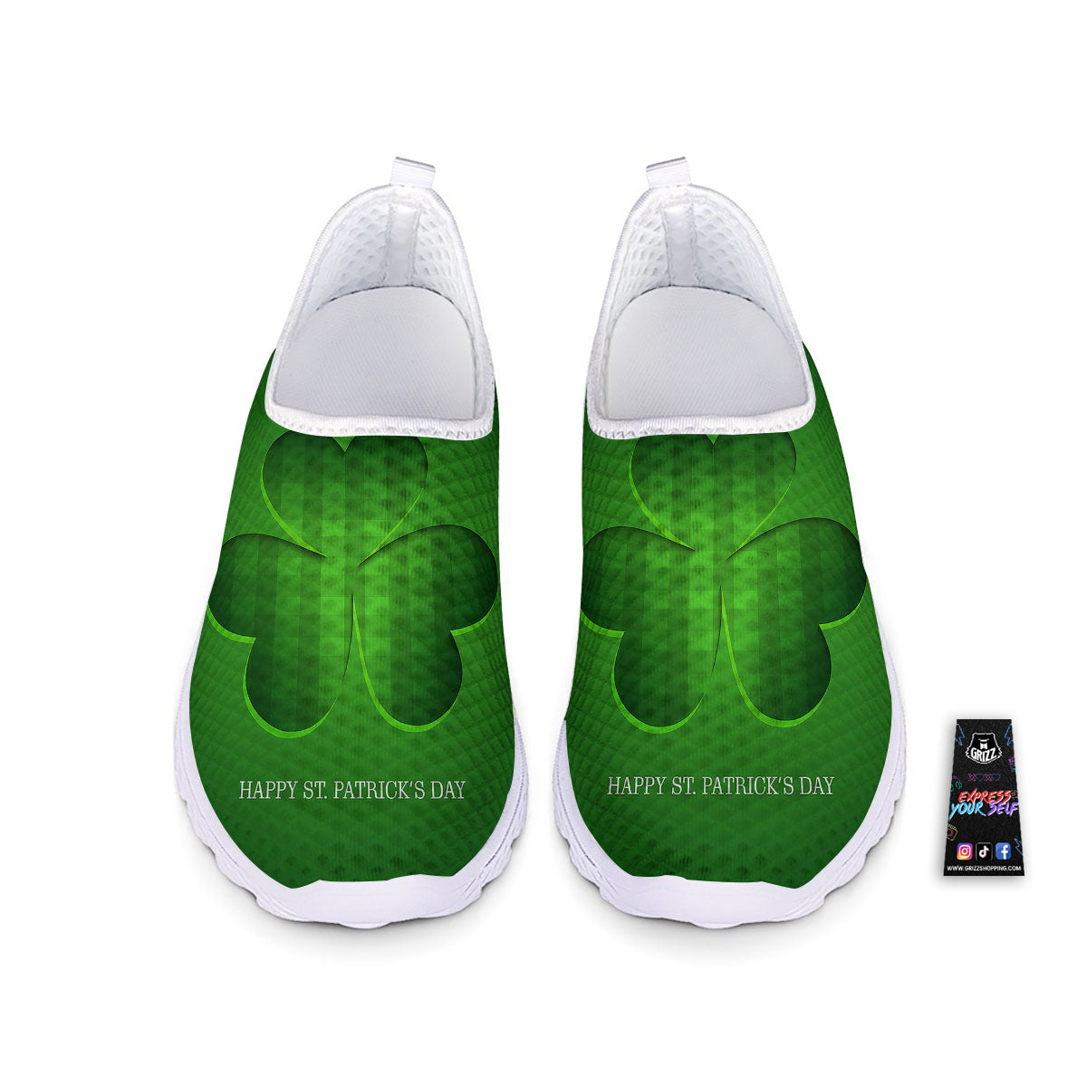 Tartan Shamrock Green Print Nurse Shoes-grizzshop