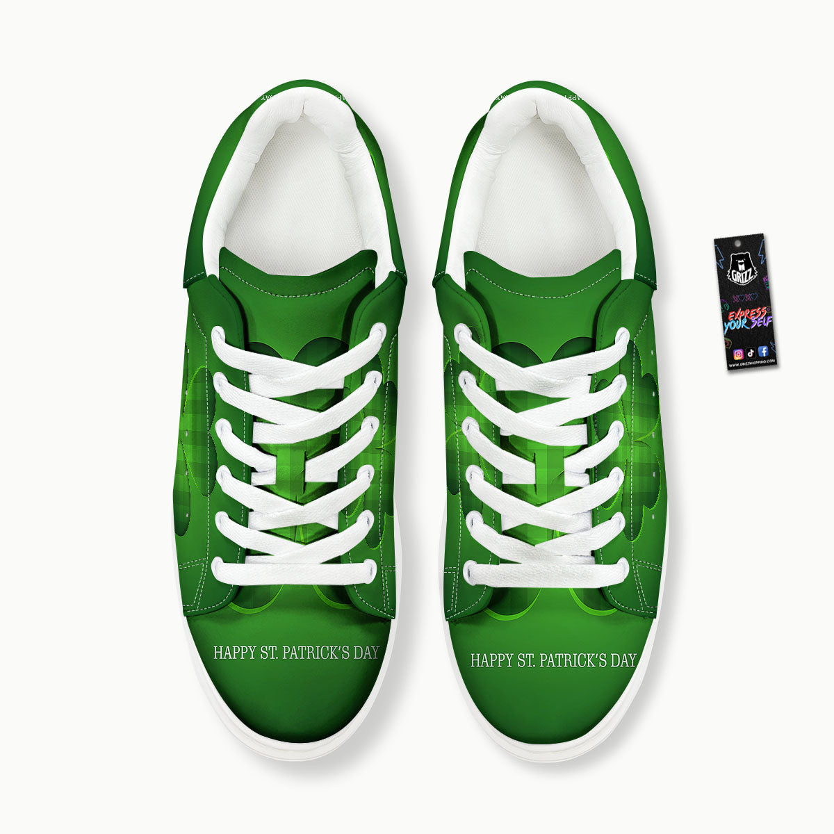 Tartan Shamrock Green Print Platform Shoes-grizzshop