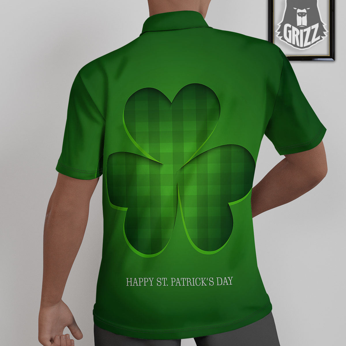 Tartan Shamrock Green Print Untucked Shirts-grizzshop