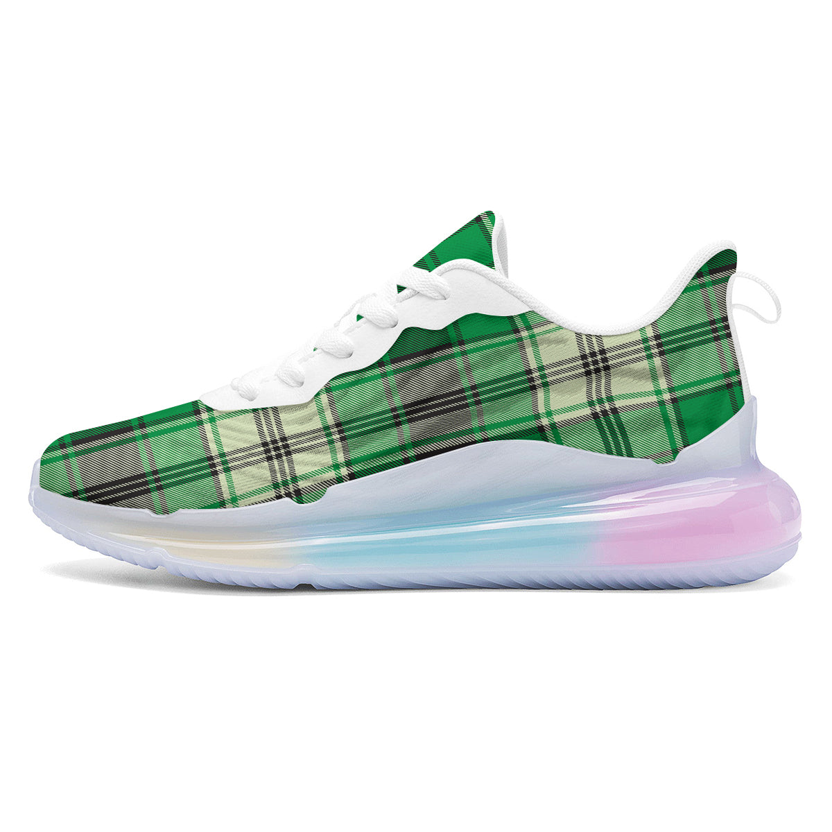 Tartan UFO Green Print Pattern Running Sneakers-grizzshop