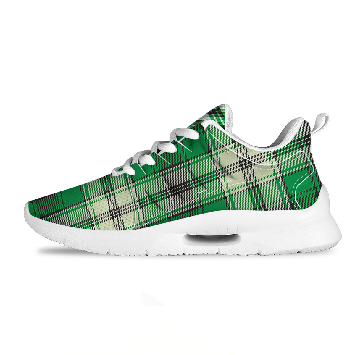 Tartan UFO Green Print Pattern Tennis Shoes-grizzshop
