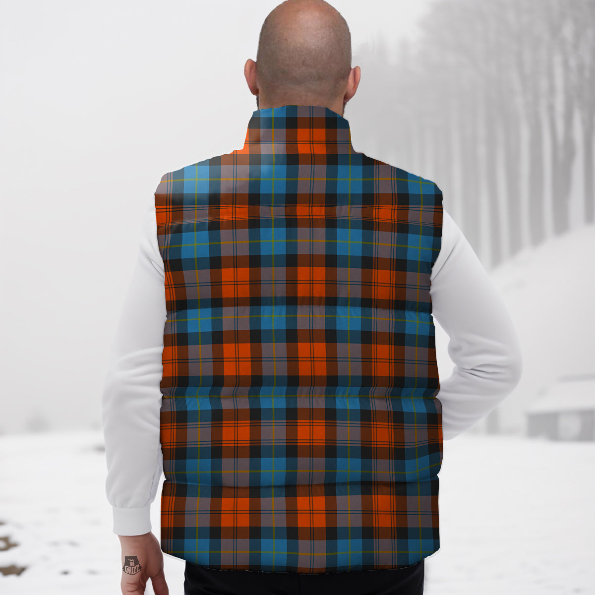 Tartan Western Print Pattern Down Vest-grizzshop