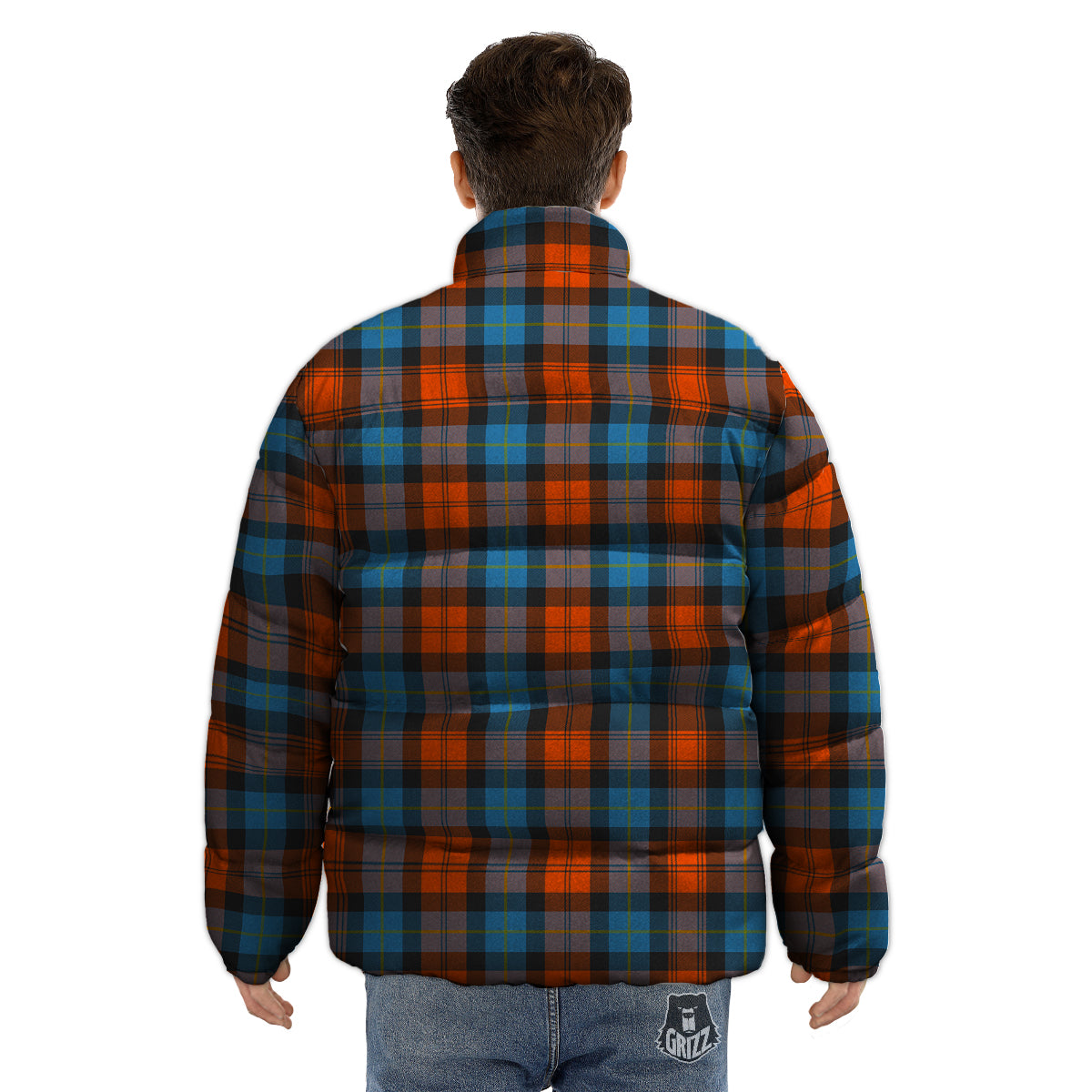 Tartan Western Print Pattern Puffer Jacket-grizzshop