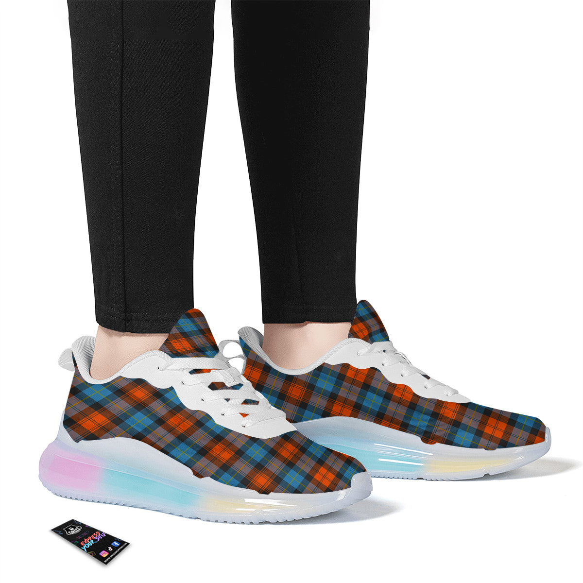 Tartan Western Print Pattern Running Sneakers-grizzshop