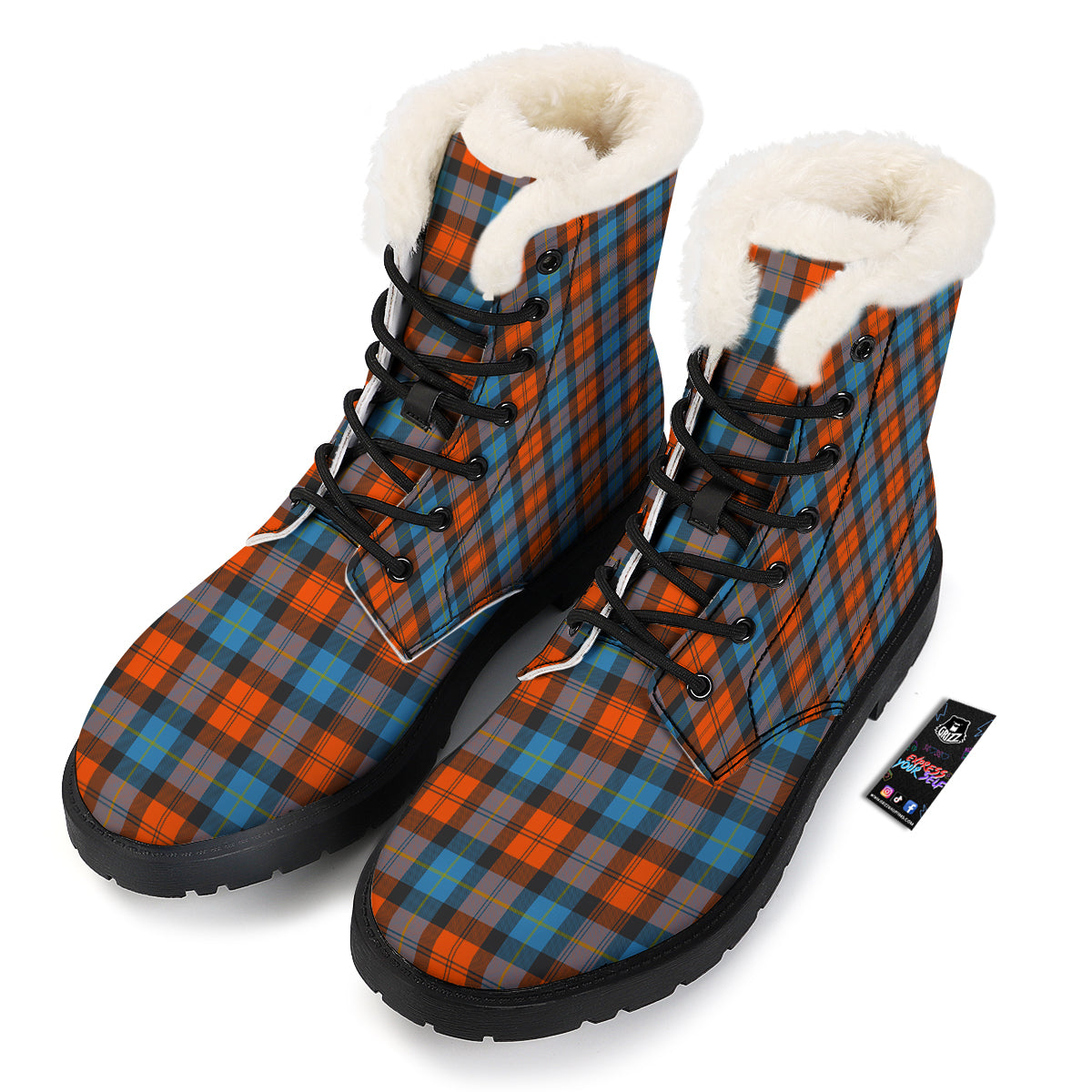 Tartan Western Print Pattern Winter Boots-grizzshop