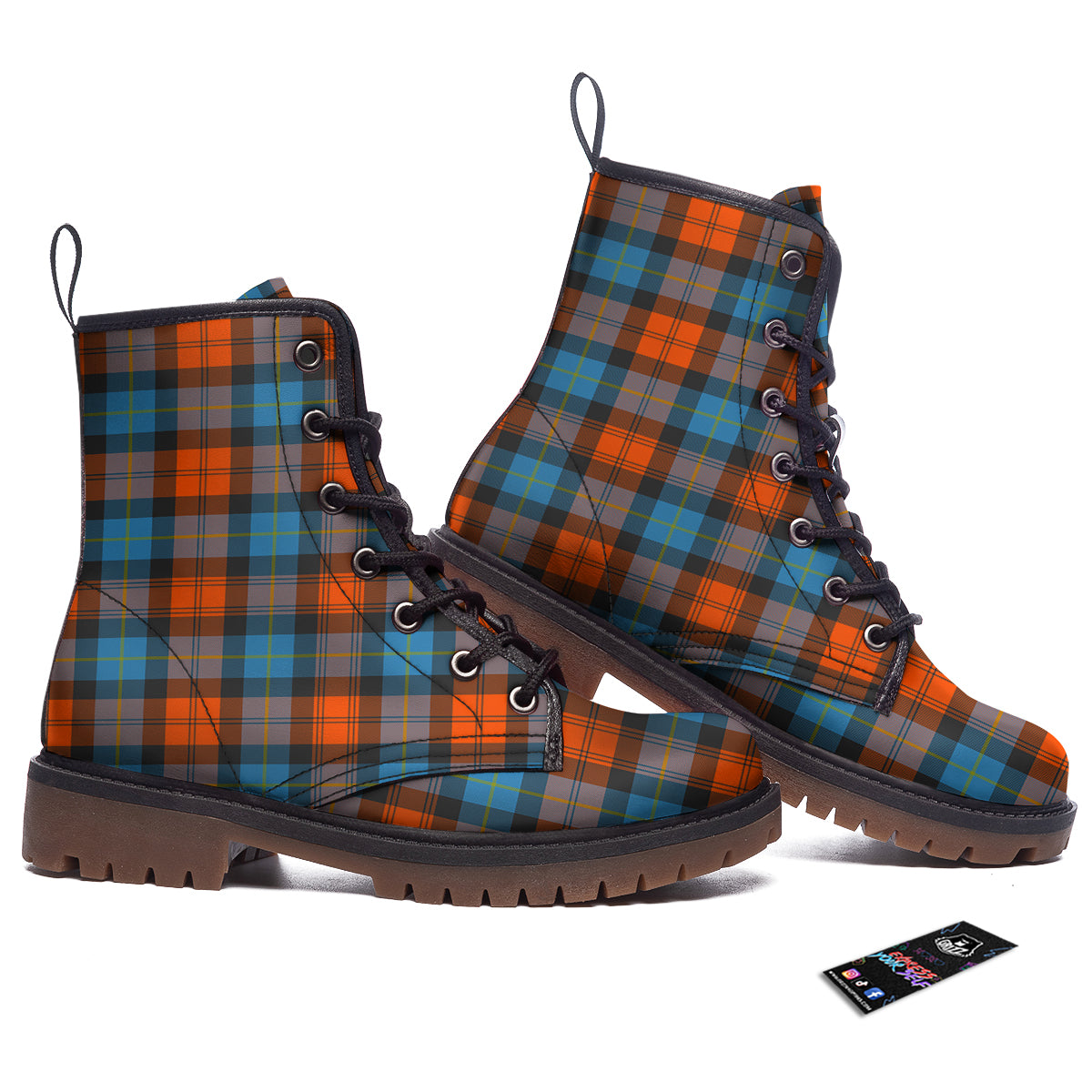 Tartan Western Print Pattern Work Boots-grizzshop