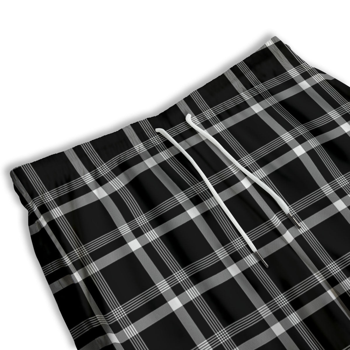 Tartan White And Black Print Pattern Men's Athletic Shorts