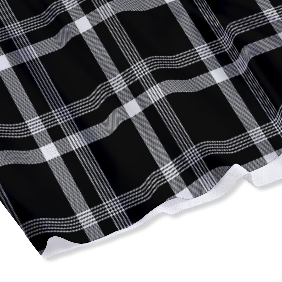 Tartan White And Black Print Pattern Mesh Shorts