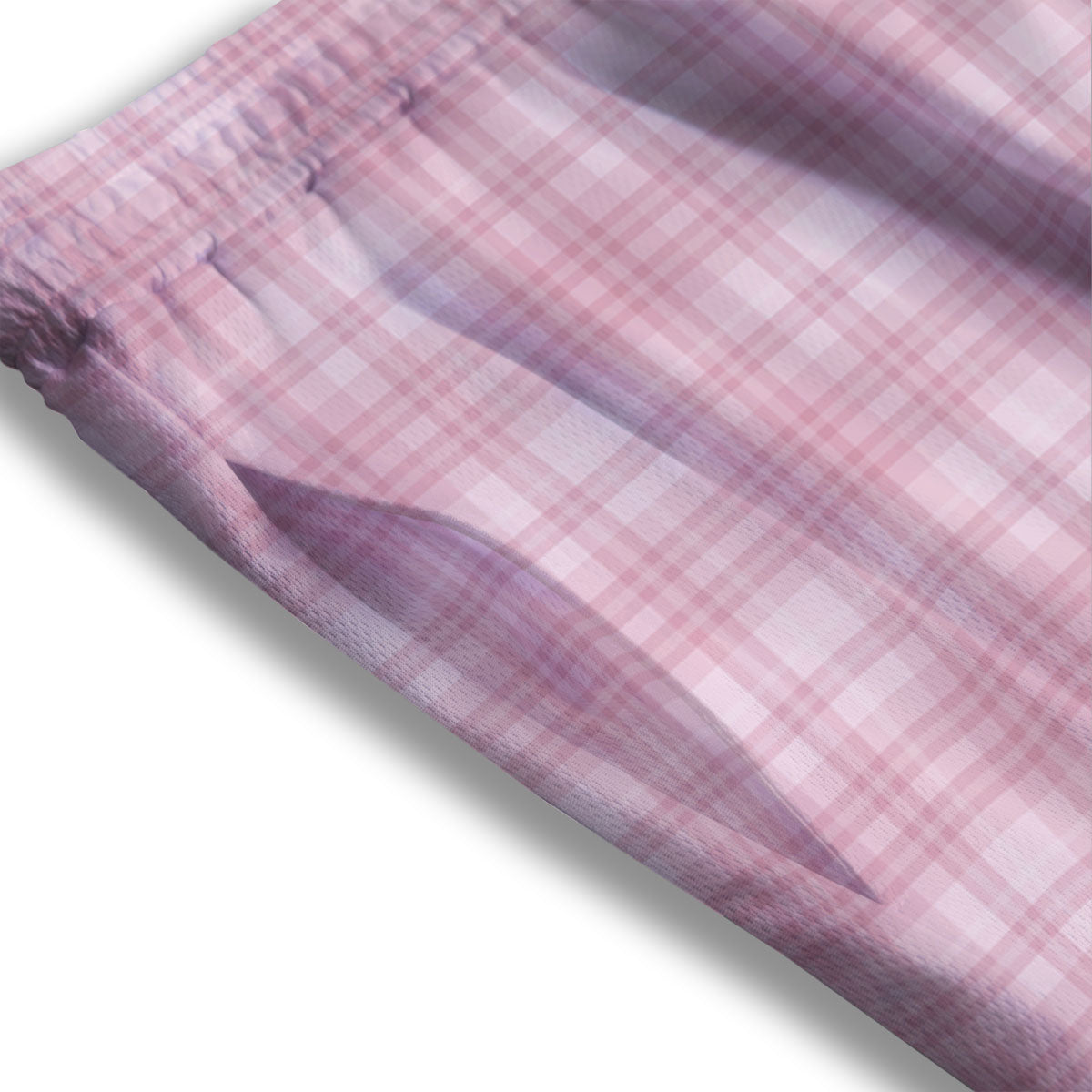Tartan White And Pink Print Pattern Mesh Shorts
