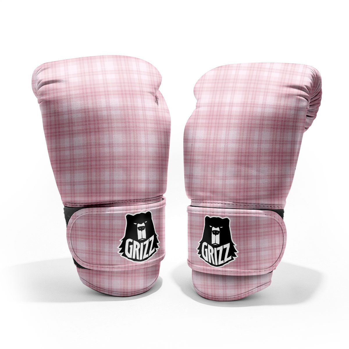 Tartan White And Pink Print Pattern Pro Boxing Glove