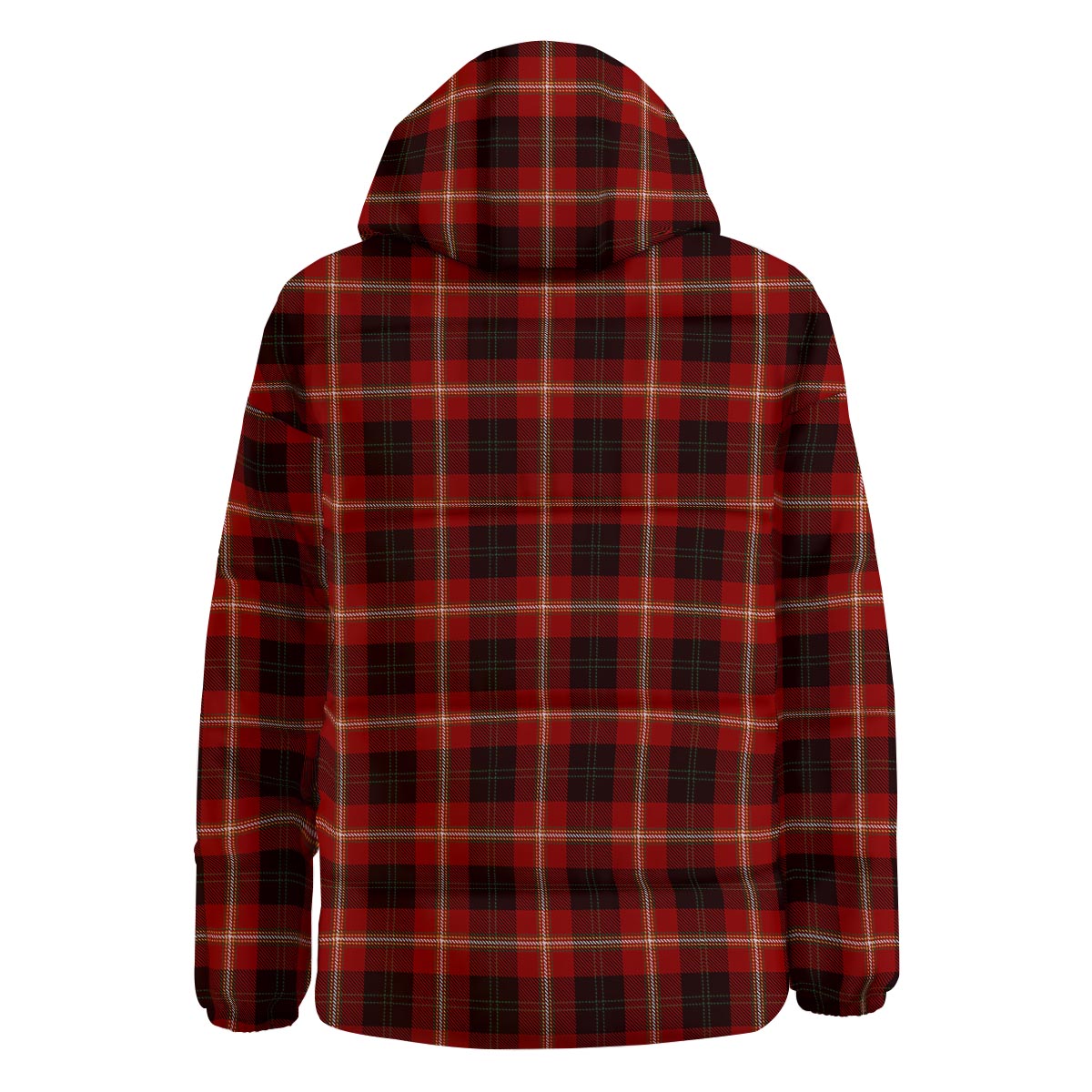 Tartan White And Red Print Pattern Down Jacket-grizzshop