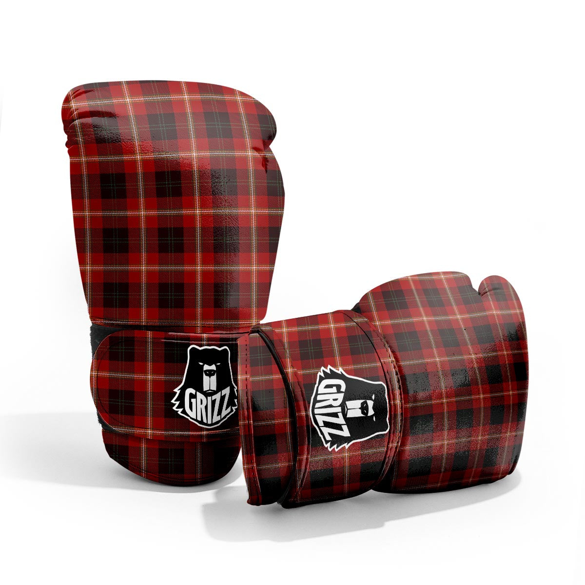 Tartan White And Red Print Pattern Pro Boxing Glove