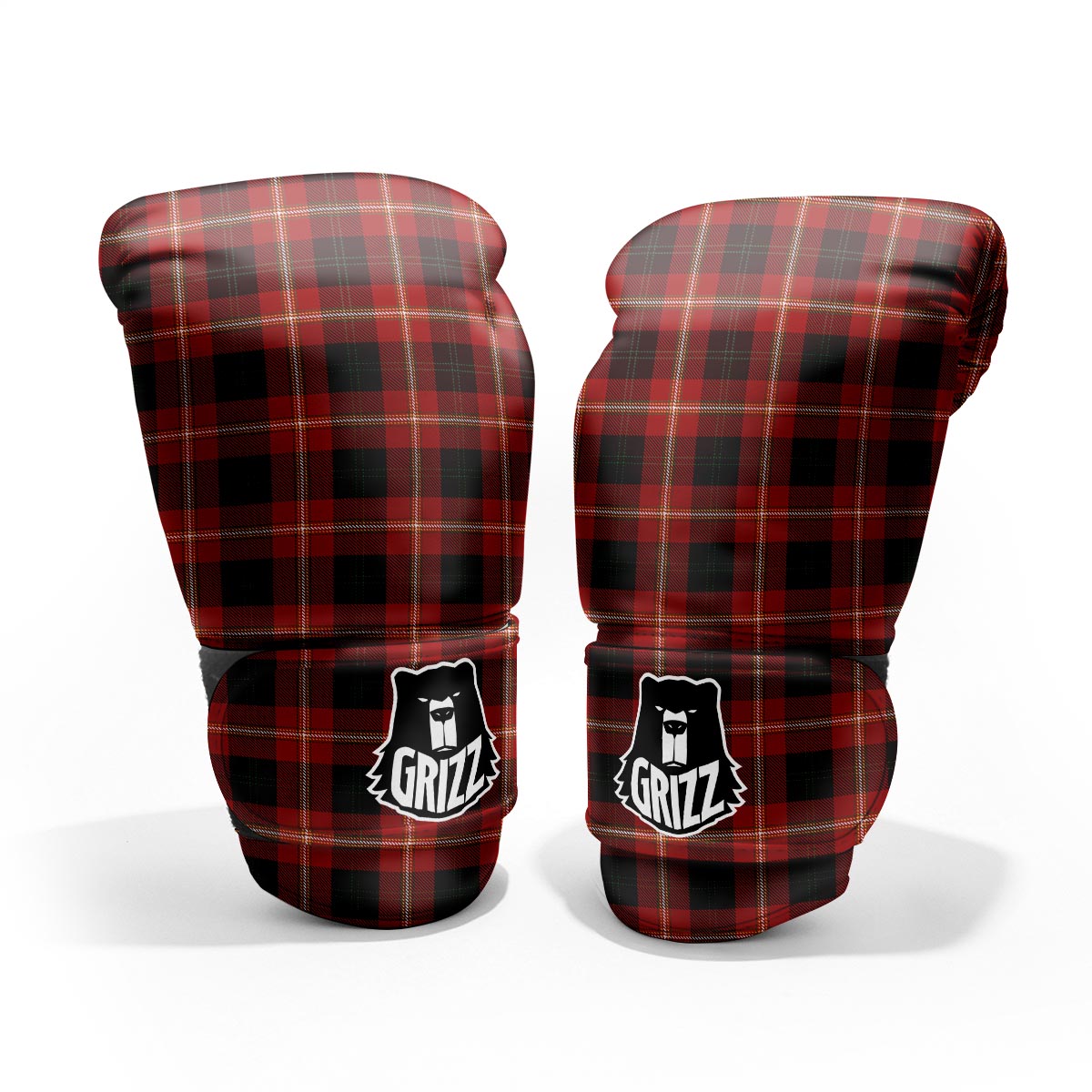 Tartan White And Red Print Pattern Pro Boxing Glove