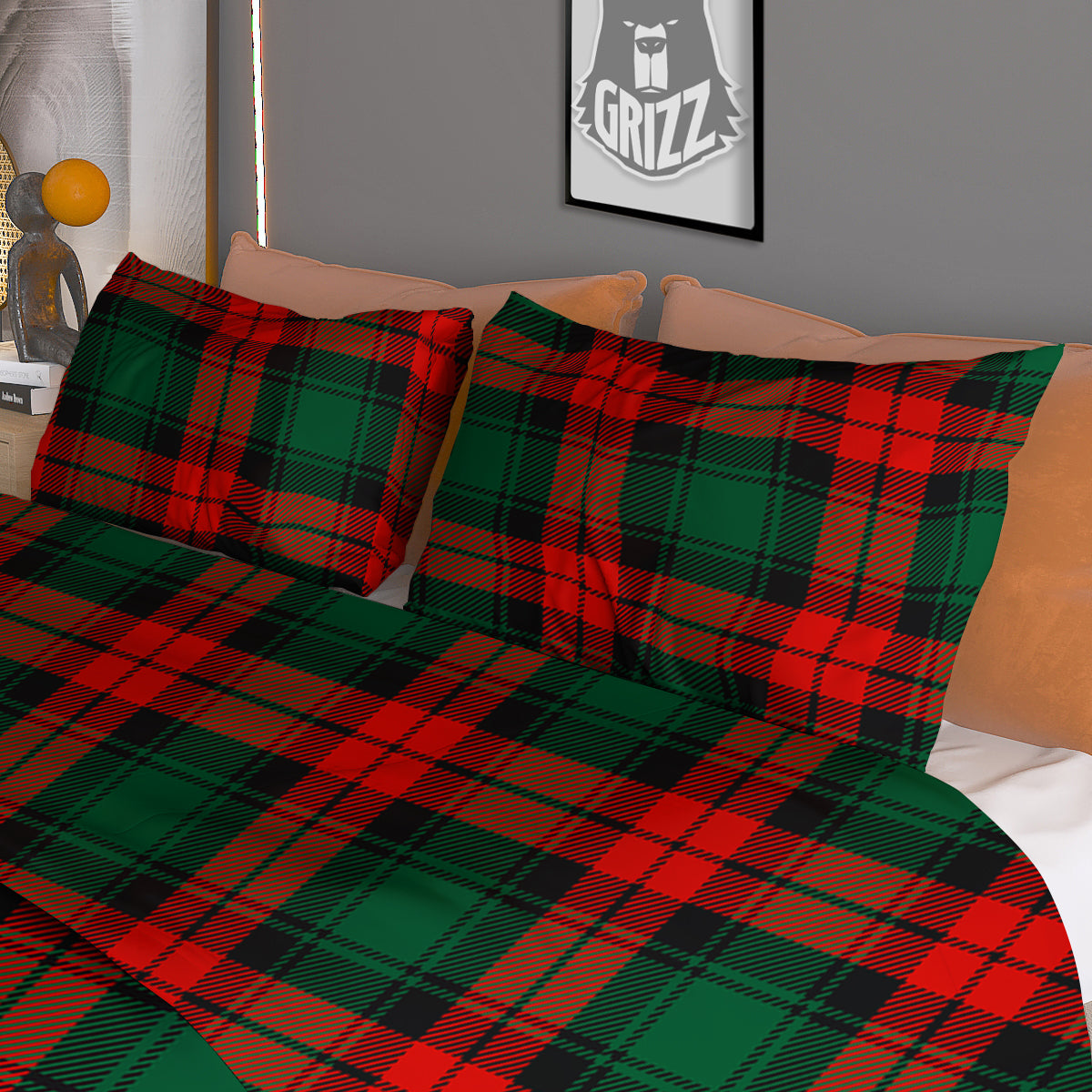 Tartan Xmas Scottish Print Pattern Duvet Cover Bedding Set