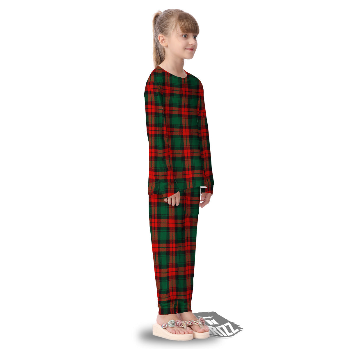 Tartan Xmas Scottish Print Pattern Kid's Pajamas-grizzshop