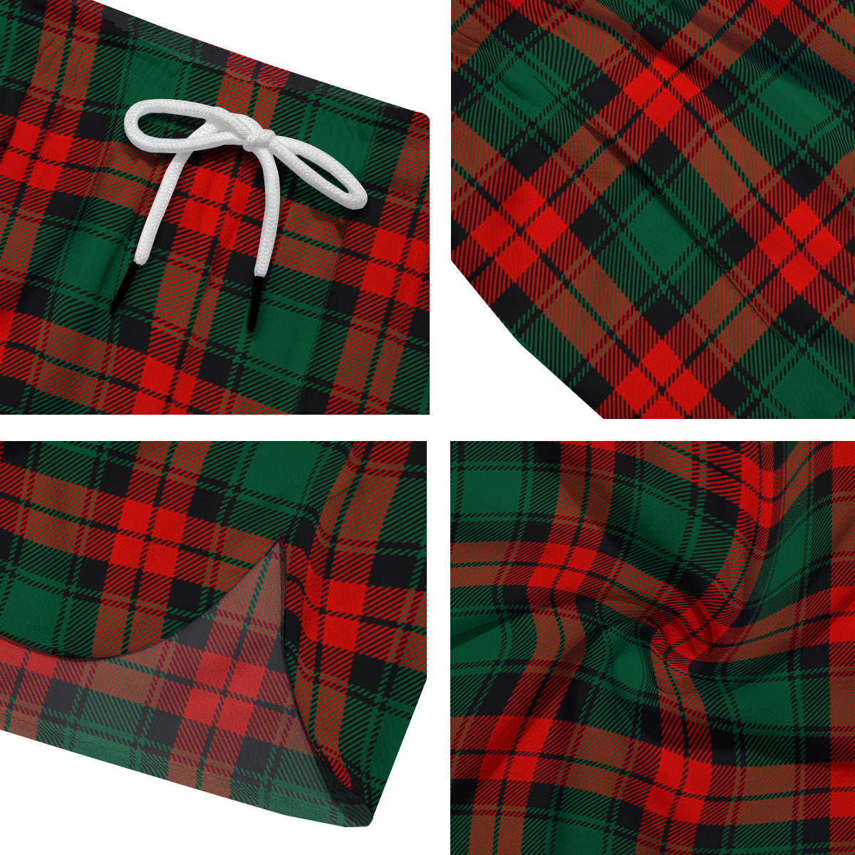 Tartan Xmas Scottish Print Pattern Men's Running Shorts-grizzshop