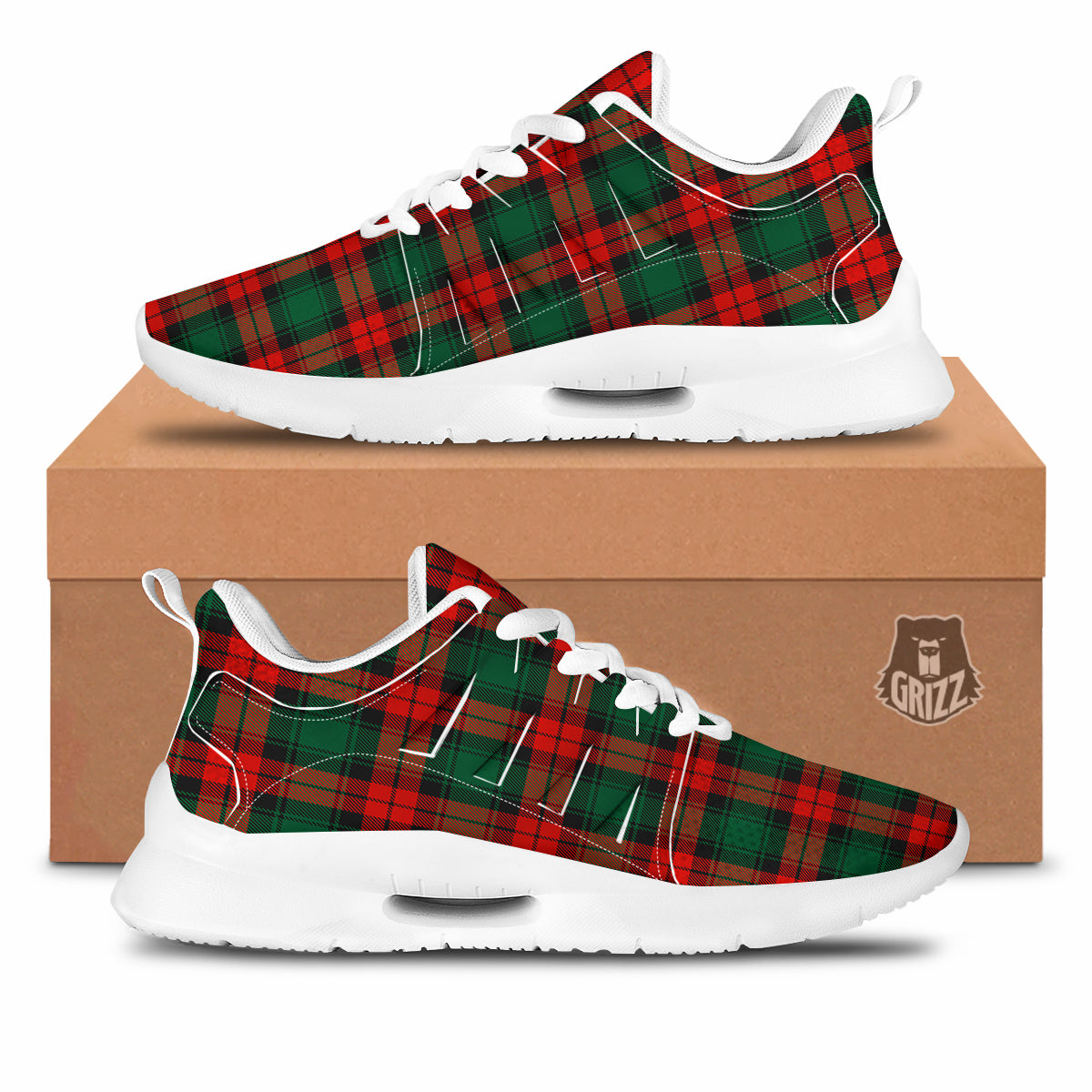Tartan Xmas Scottish Print Pattern Tennis Shoes-grizzshop