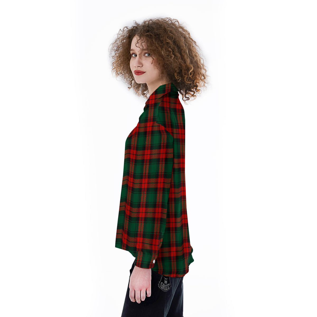 Tartan Xmas Scottish Print Pattern Women's Long Sleeve Shirts-grizzshop