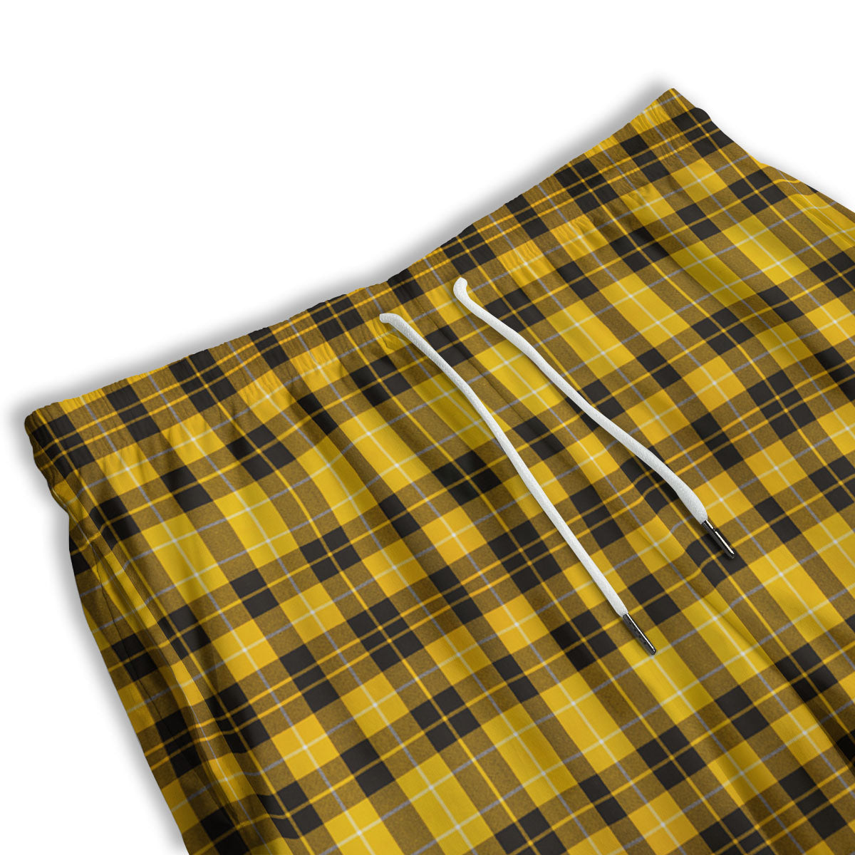 Tartan Yellow And Black Print Pattern Men's Athletic Shorts
