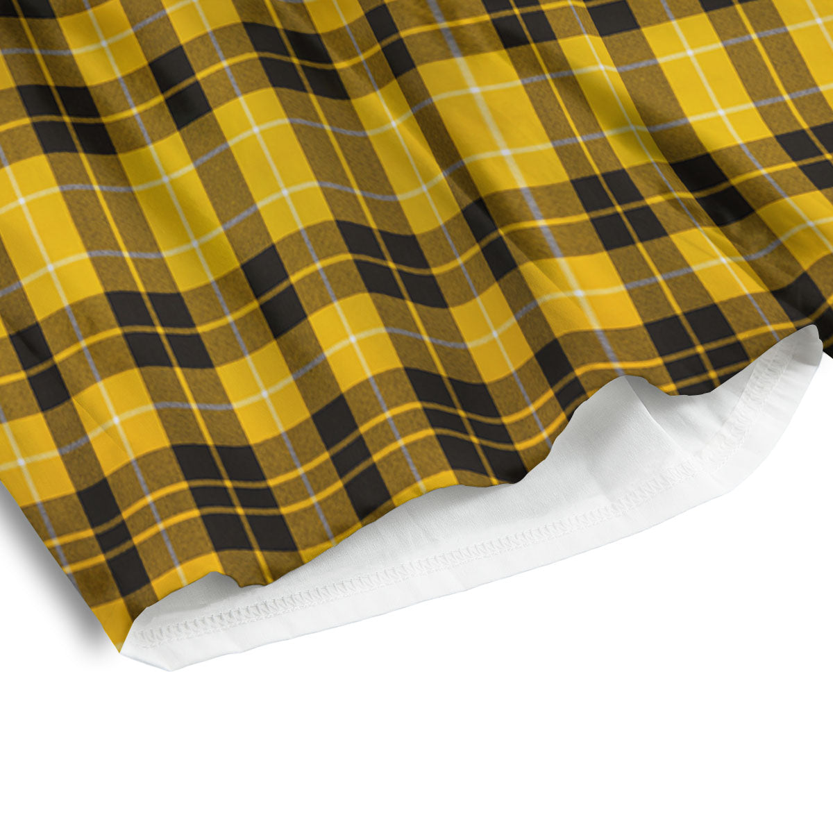 Tartan Yellow And Black Print Pattern Men's Athletic Shorts