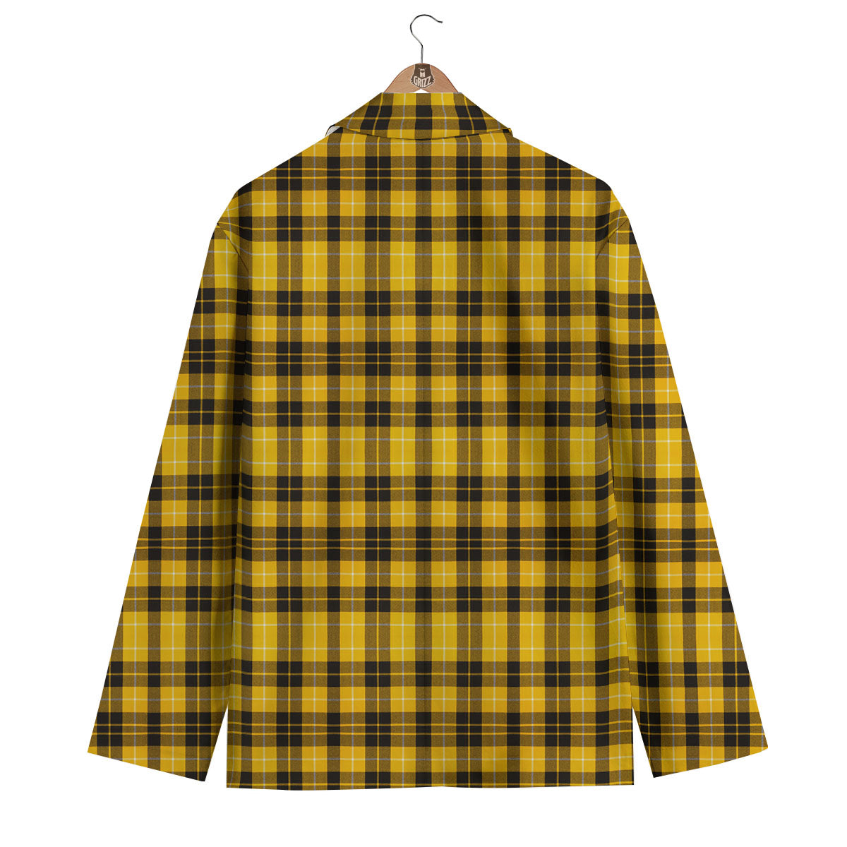 Tartan Yellow And Black Print Pattern Men's Blazer-grizzshop