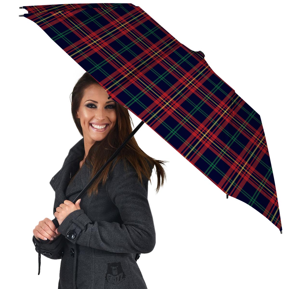 Tartan Yellow And Red Print Pattern Umbrella-grizzshop