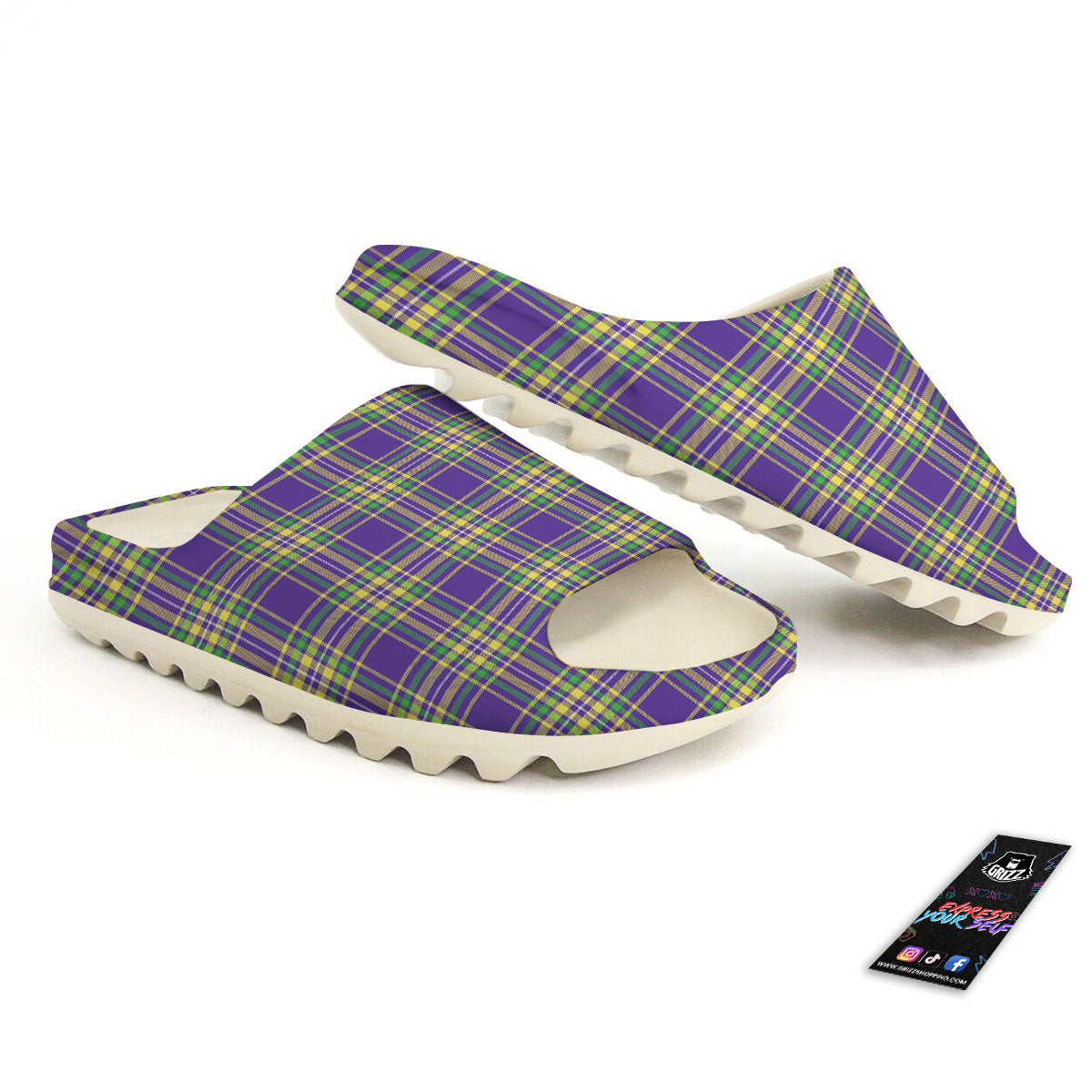 Tartan Plaid Mardi Gras Print Pattern Sandals-grizzshop