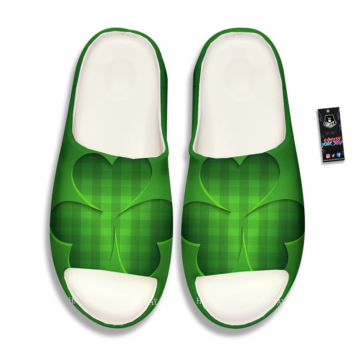 Tartan Shamrock Green Print Sandals-grizzshop