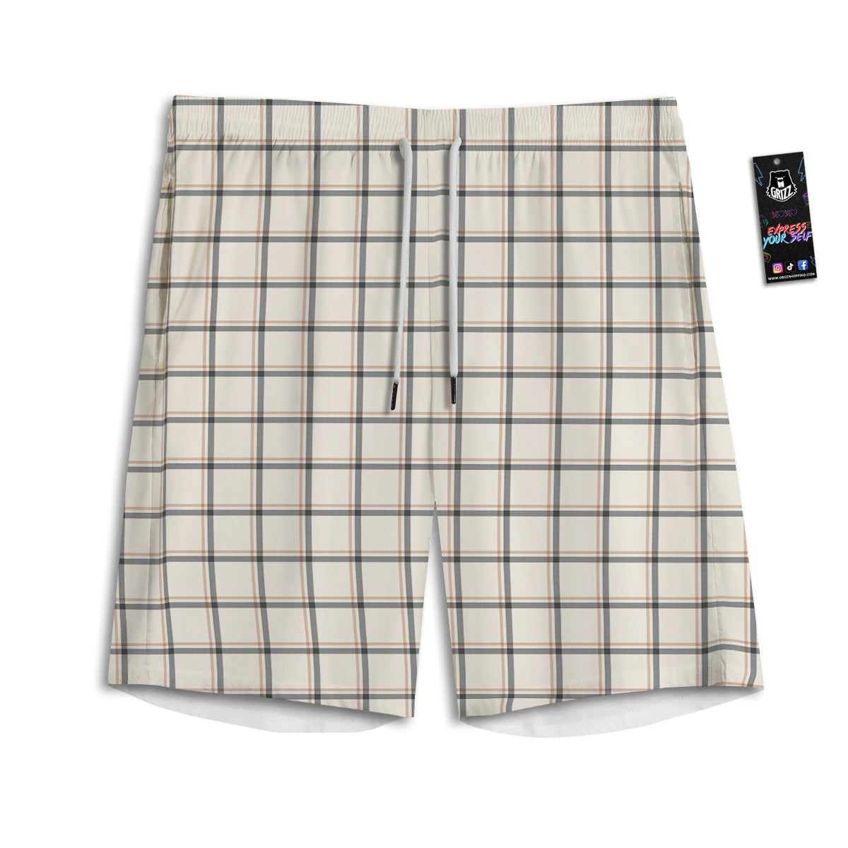Tattersall Beige Print Pattern Men's Athletic Shorts