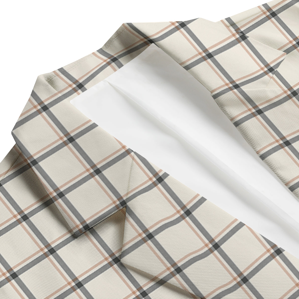 Tattersall Beige Print Pattern Men's Blazer-grizzshop