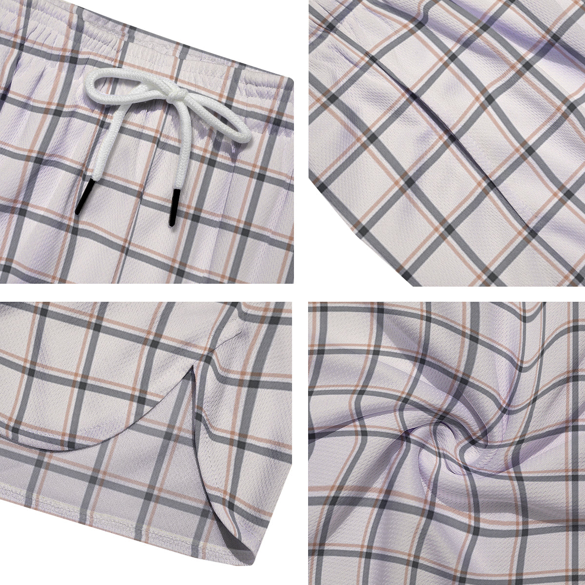 Tattersall Beige Print Pattern Men's Running Shorts-grizzshop