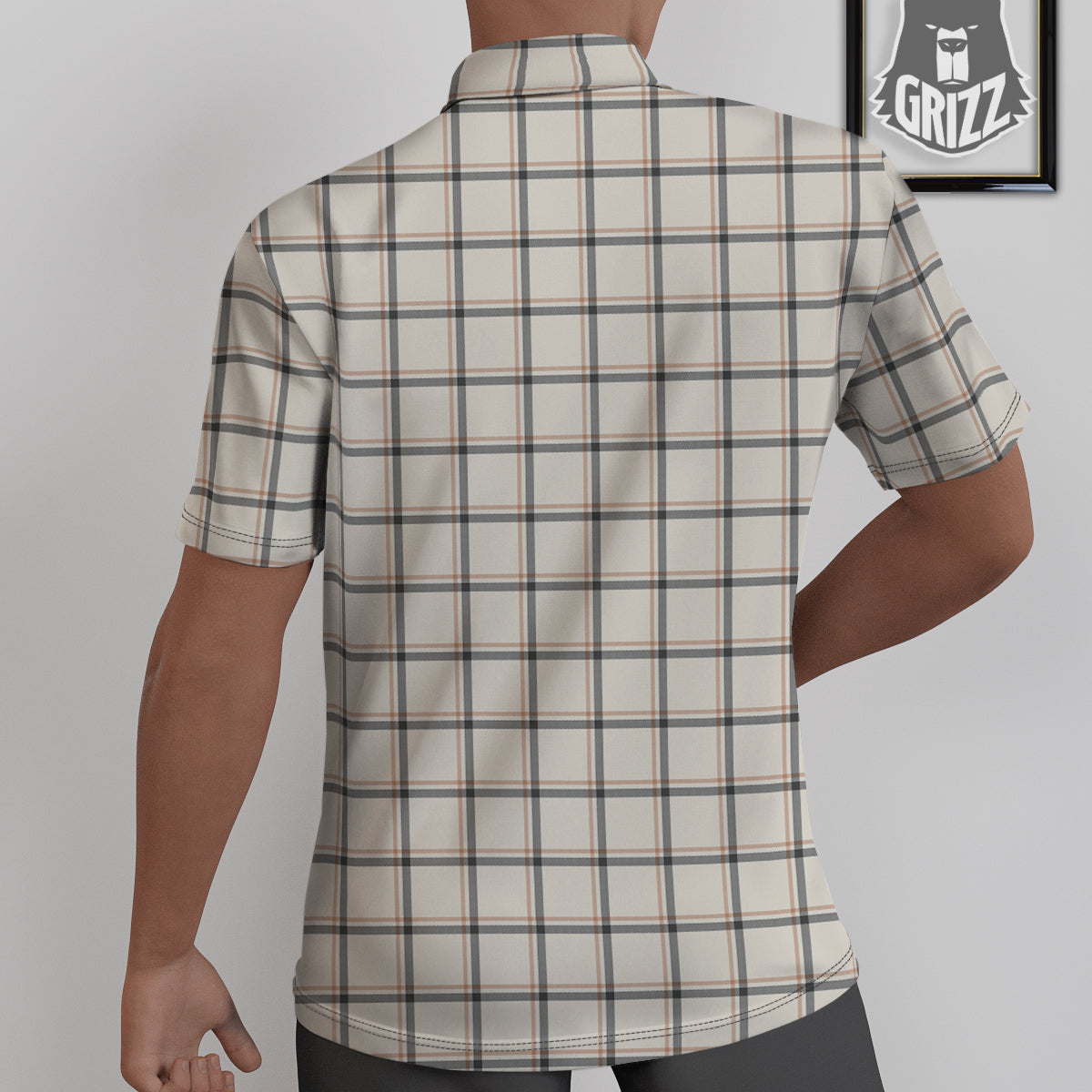 Tattersall Beige Print Pattern Untucked Shirts-grizzshop
