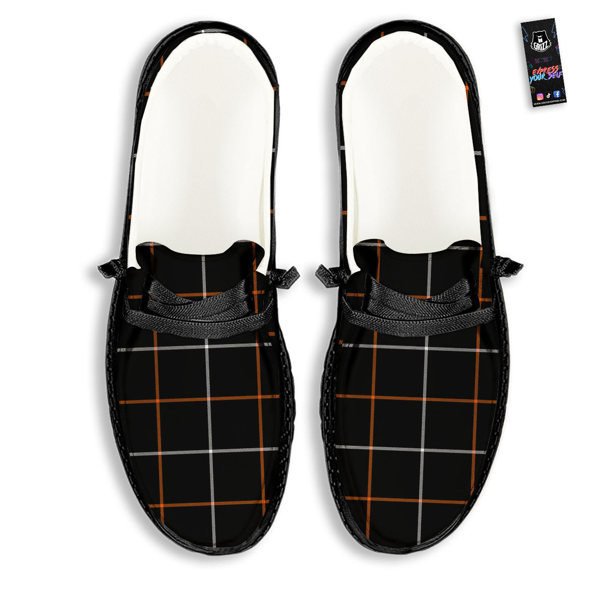 Tattersall Black Halloween Print Pattern Black Loafers-grizzshop
