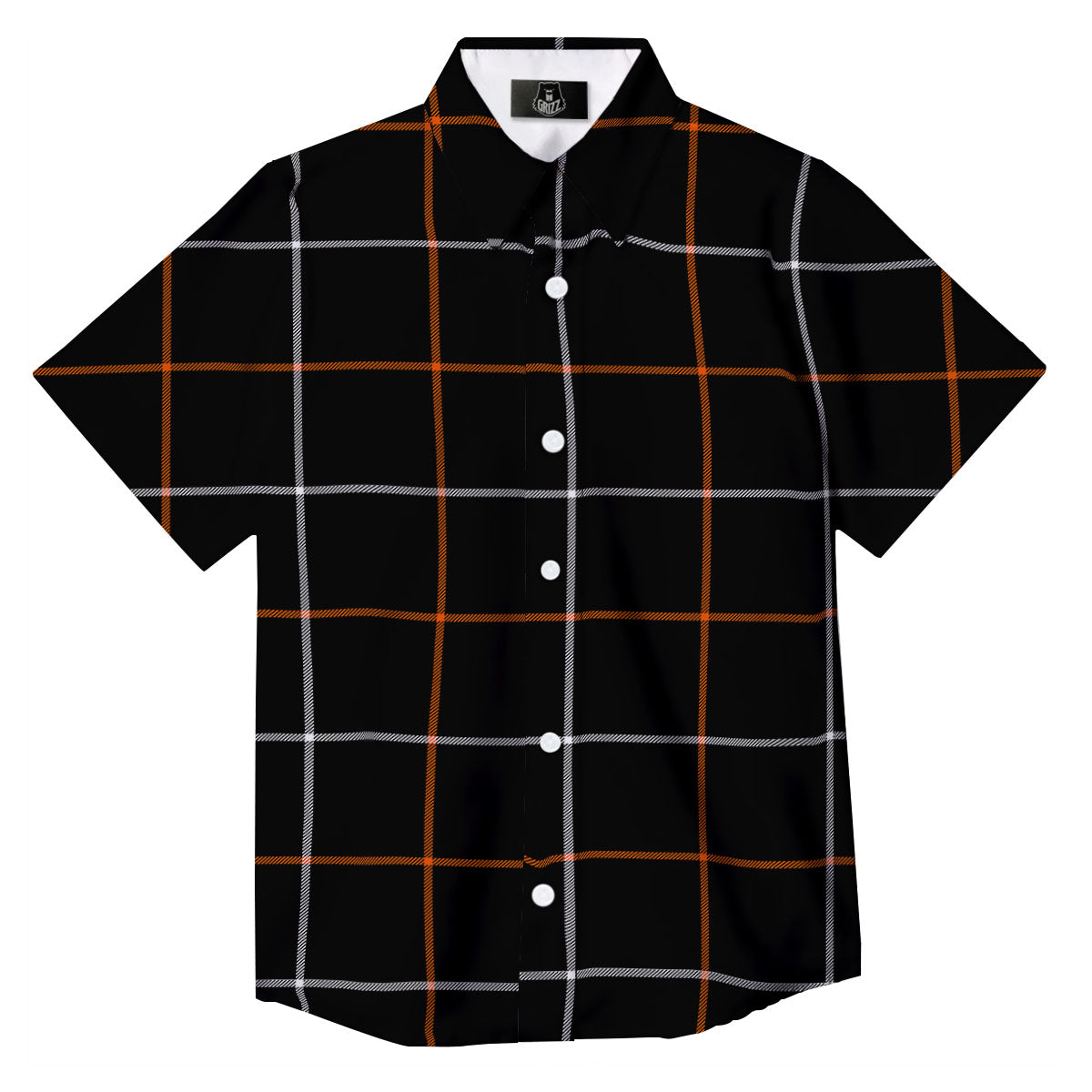 Tattersall Black Halloween Print Pattern Button Up Shirt-grizzshop